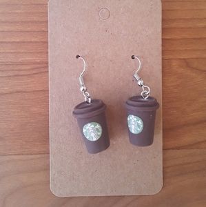 Starbucks coffee charm earrings